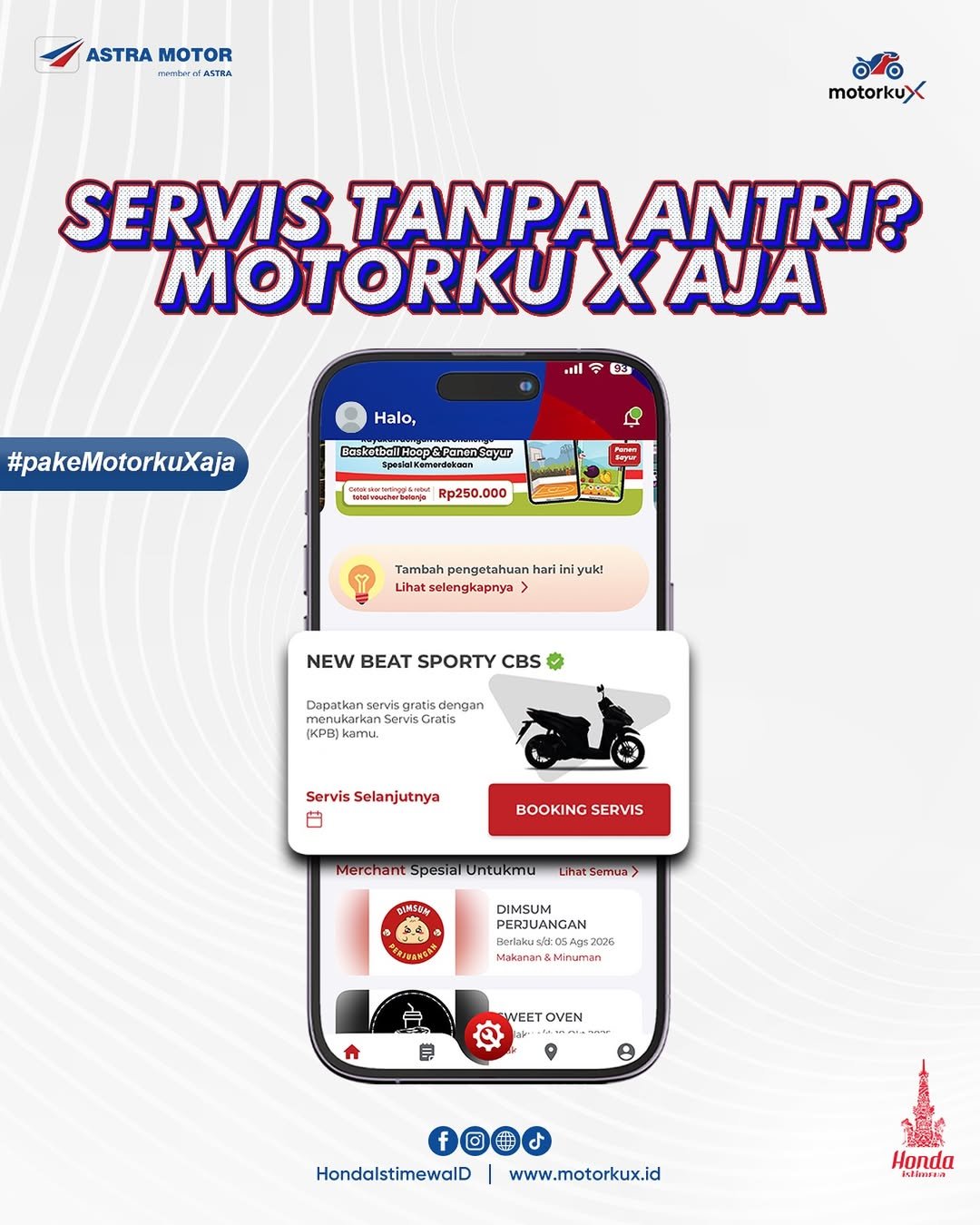 Servis Motor Honda Gak Perlu Antri! Pake MotorkuX Aja, Teknisi Datang ke Rumah