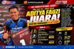 Aditya Fauzi juara Bebek 4T TU 130cc Expert Superprix 2026 di Sirkuit Mijen Semarang setelah menyalip Akbar Abud pada lap terakhir.