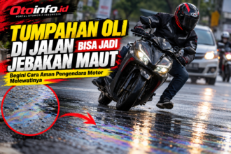 Tumpahan oli di jalan berbahaya bagi pengendara motor