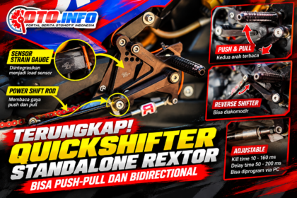 Quickshifter standalone Rextor dengan sensor strain gauge pada shift rod motor balap