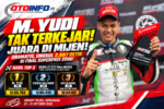 M. Yudi #70 merayakan kemenangan kelas Bebek 2T STD 116cc Novice pada Final SuperPrix Mijen 2026 di Semarang.